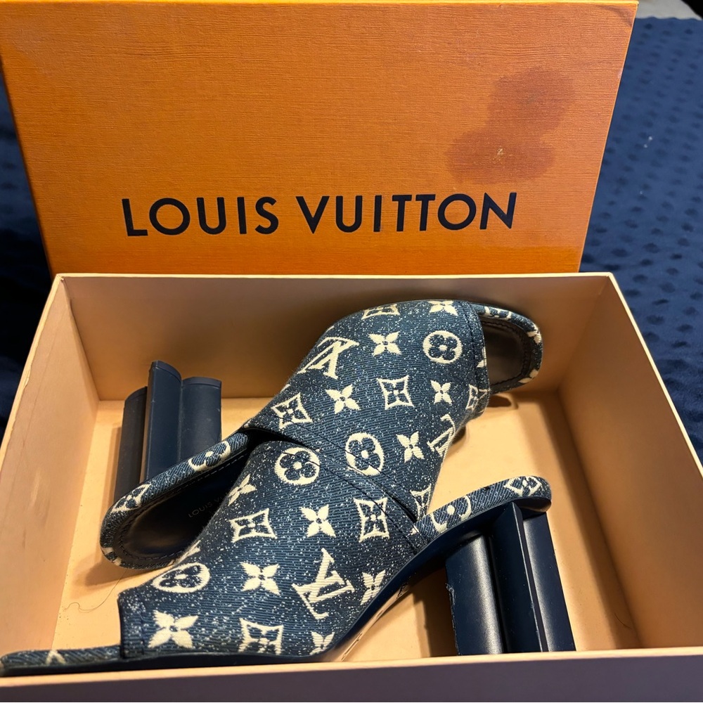 Louis Vuitton Denim Monogram Mules - Picture 2 of 4